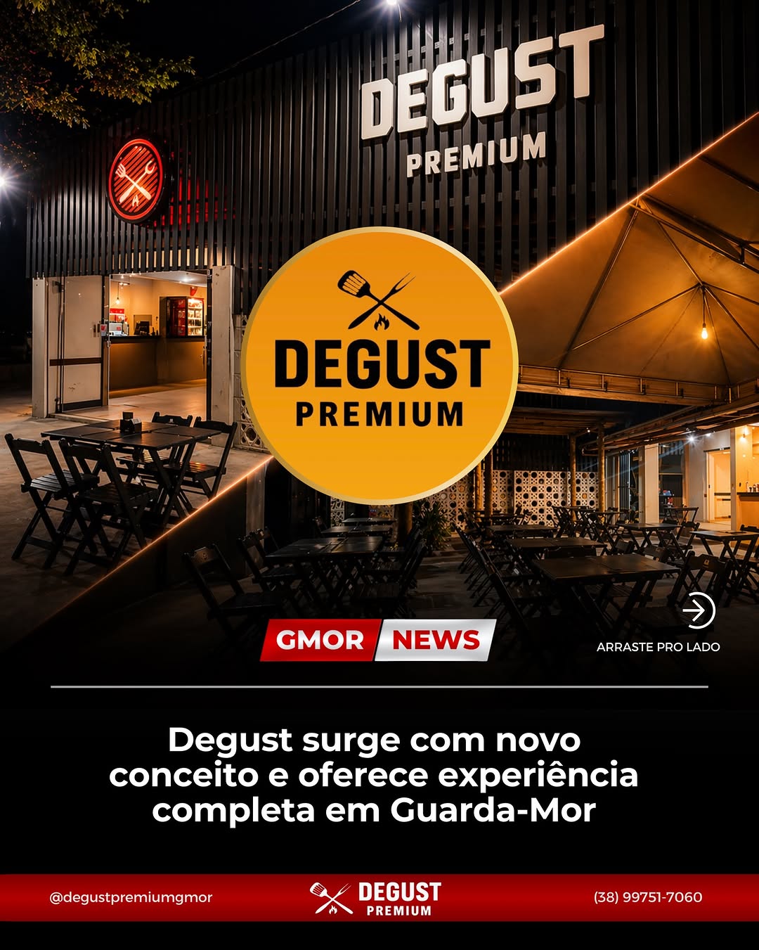 Pratos e ambiente do Degust Premium em Guarda-Mor